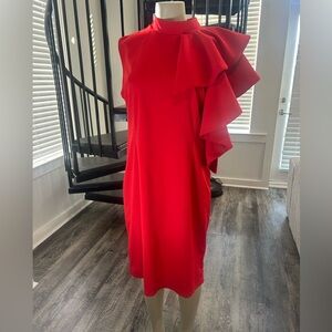 New York & Company Vibrant Red One-Shoulder Dress